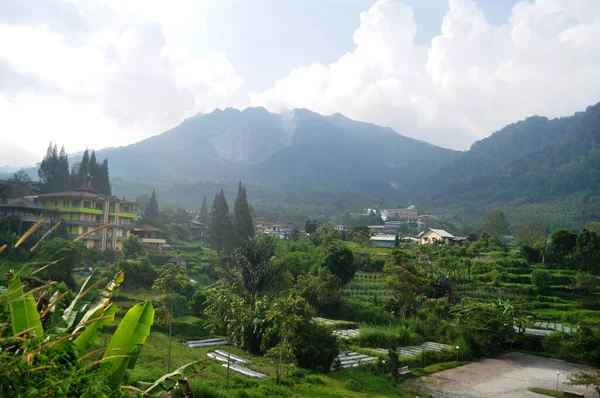 Ver Paisaje Montaña Rajaberneh Ciudad Valle Pueblo Colina Con Plantación —  Fotos de Stock