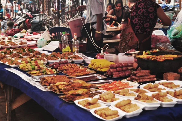 Cozinha Local Estilo Lao Para Venda Laociano Viajantes Estrangeiros Viagem — Fotografia de Stock