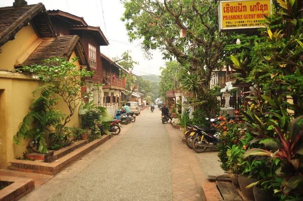 Footpath Way Small Alley Laotian People Foreign Travelers Travel Visit — Stock Photo, Image