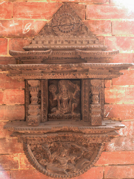 Ancient antique building temple worship sanctuary palace of nepal Lalitpur or Patan Bhaktapur durbar square for nepalese people and foreign travelers travel visit respect praying in Kathmandu, Nepal