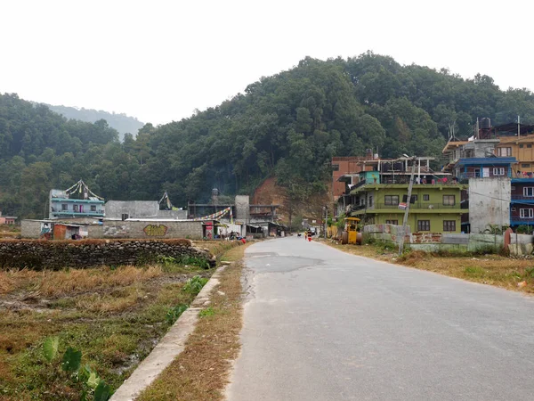 View Landscape Cityscape Small Village Prithvi Highway Road Pokhara Hill — Stock Photo, Image