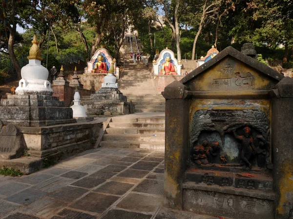 Starověké Starožitné Zříceniny Archeologické Budovy Swayambhunath Pagoda Chedi Nebo Swoyambhu — Stock fotografie