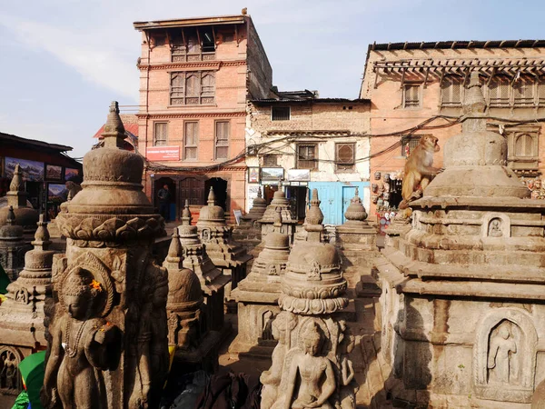 Petit Chedi Stupa Pierre Pagode Swayambhunath Swayambu Swoyambhu Temple Des — Photo