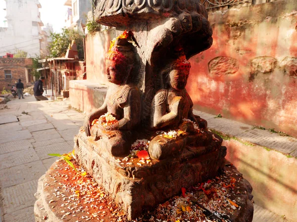 Стародавній Бог Ангел Будда Фігурує Неопалійському Стилі Невеликому Храмі Непалі — стокове фото