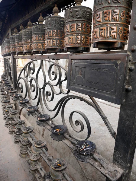 Roues Prière Sur Mur Sanctuaire Hariti Temple Hindou Ajima Pagode — Photo