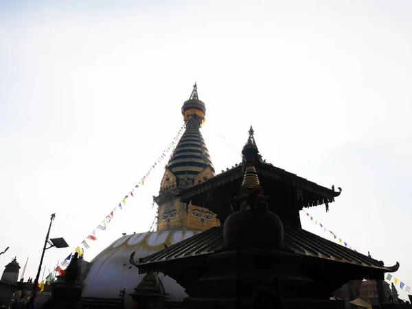 Swayambhunath Pagoda Swayambu Chedi Swoyambhu Stupa Maymun Tapınağı Napali Halkı — Stok fotoğraf