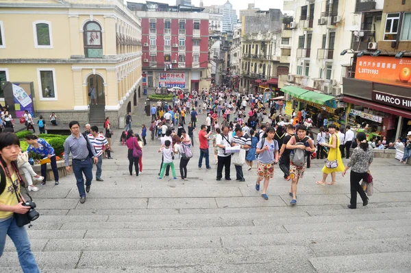 Macao Persone Viaggiatori Stranieri Piedi Visitare Senado Senato Square Largo — Foto Stock