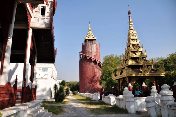 Mandalay Sarayı Nın Antik Harabeleri Burma Halkı Için Mandalay Tepesindeki — Stok fotoğraf