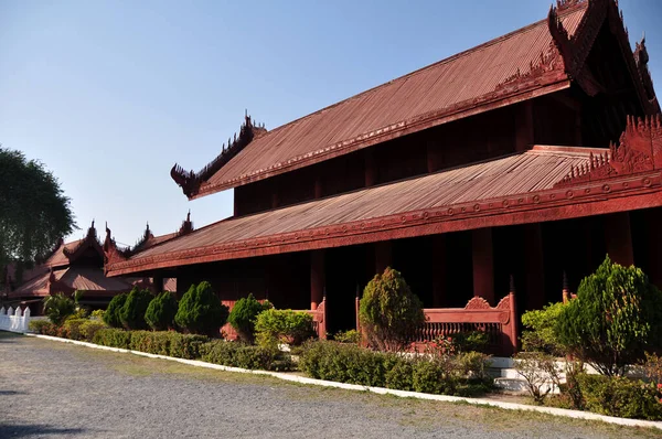 Αρχαία Ερείπια Κτίριο Mandalay Palace Τελευταία Βιρμανική Μοναρχία Royal Residency — Φωτογραφία Αρχείου