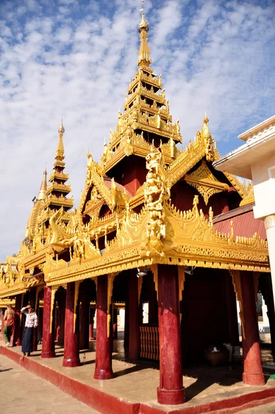 Shwezigon Pagoda Paya Del Templo Birmano Para Gente Birmania Viaje — Foto de Stock