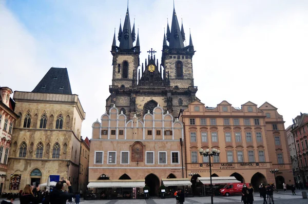 Czechia People Foreign Travelers Travel Visit Church Our Lady Mother — Stock Photo, Image