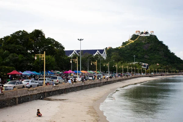 View Cityscape Landscape Prachuap Bay Sea Beach Wat Thammikaram Worawihan — Stock Photo, Image