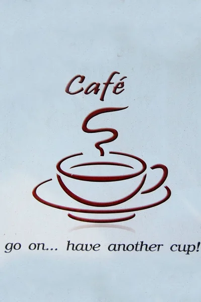 Zeichnung Und Bild Einer Kaffeetasse Mit Café Und Restaurant Grenzübergang — Stockfoto
