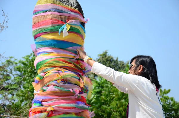 Thailand traditional and culture tie the fabric at Chiangrai City Pillar Shrine — Stock Photo, Image