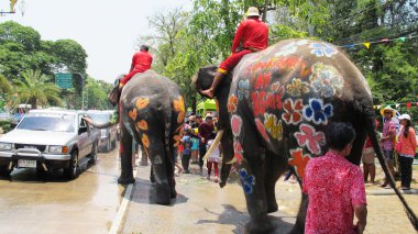 Songkran Festivali Ayutthaya, Tayland içinde geleneksel bir New Year's Day kutladı