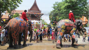 Songkran Festivali Ayutthaya, Tayland içinde geleneksel bir New Year's Day kutladı