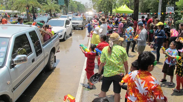 Songkran Festival is celebrated in a traditional New Year 's Day in Ayutthaya, Thailand — стоковое фото