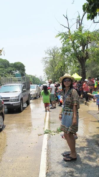 泼水节是在传统的元旦庆祝在大城府，泰国 — 图库照片