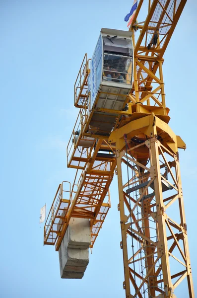 Bouwer werknemer met machines Building Construction Site — Stockfoto