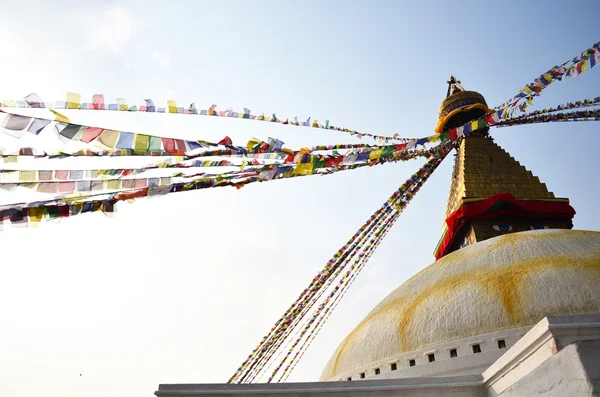 Boudhanath Tapınağı Buda göz veya bilgelik gözleri ile — Stok fotoğraf