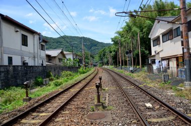 Demiryolu tren, Arashiyama Kyoto, Japonya