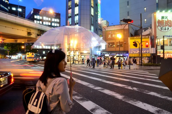 Rörelse av människor som gick på övergångsställe gå för att resa på Dotonbori — Stockfoto