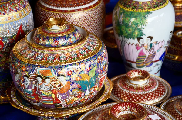 Craft Benjamin arong is traditional thai five basic colors style pott — стоковое фото