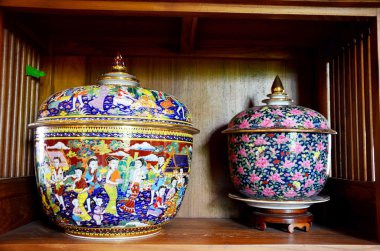 Zanaat Benjarong geleneksel Tay beş temel renk stil pott 's