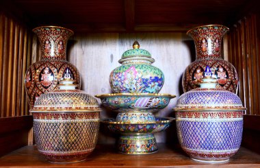 Zanaat Benjarong geleneksel Tay beş temel renk stil pott 's