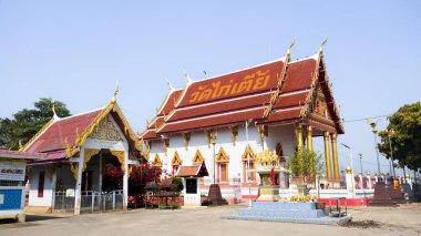 Ancient old ordination hall or ruin ubosot for thai people traveler travel visit respect pray blessing antique holy buddha at Wat Kaitae or Kai Tae Temple on January 14, 2026 in Pathum Thani, Thailand