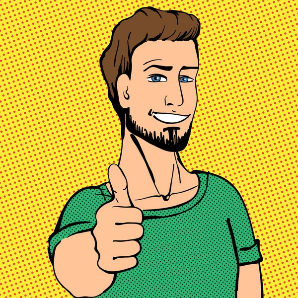 Genç adam diyor ki iyi bir seçim. Pop art çizgi roman. Retro illüstrasyon.