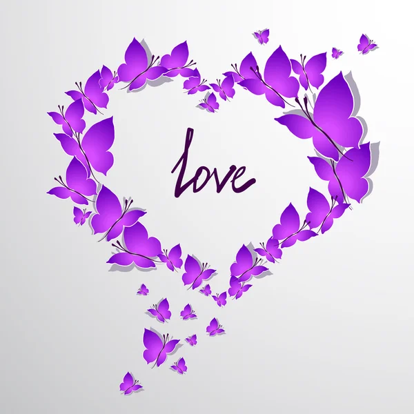 Valentine's Heart of butterflies. — Stock Vector