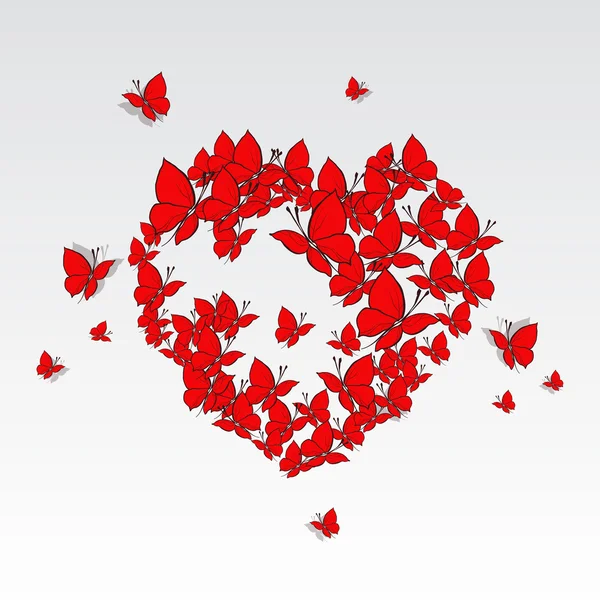 Corazón de San Valentín de mariposas . — Vector de stock