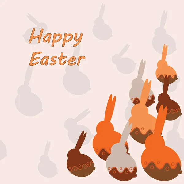 Bonne carte de Pâques avec des lapins . — Image vectorielle
