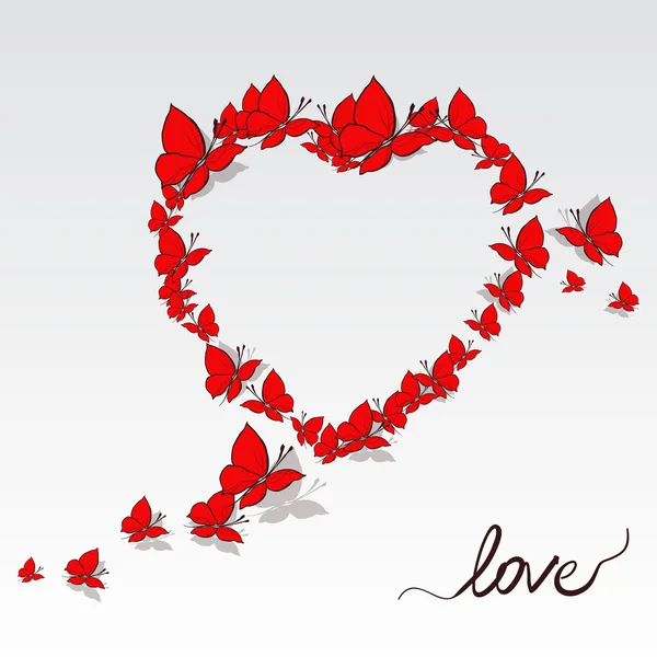 Corazón de San Valentín de mariposas . — Vector de stock