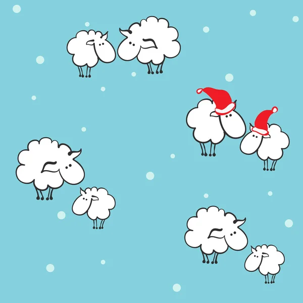 Kerst achtergrond met schapen. — Stockvector