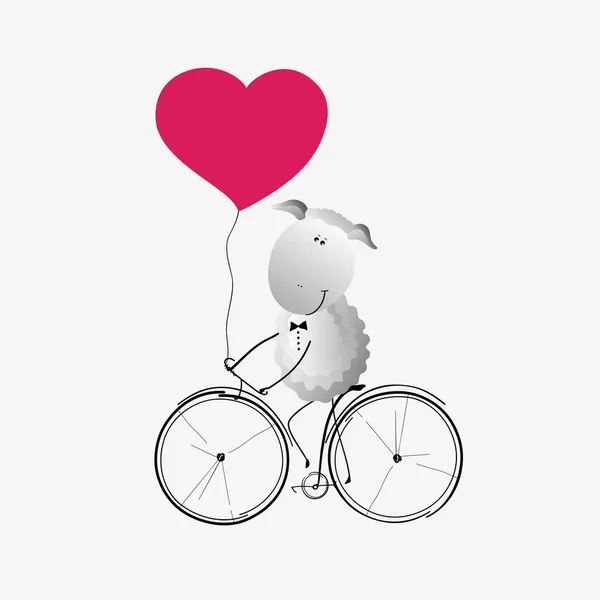 Mignon mouton Saint-Valentin — Image vectorielle