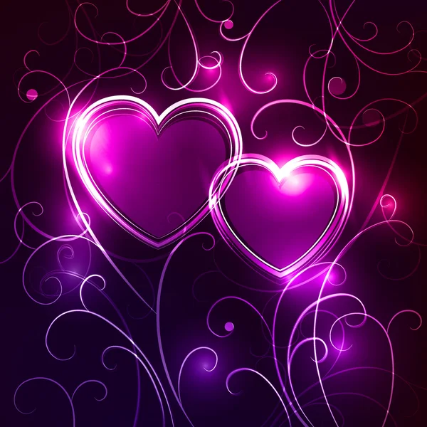 Láska, srdce zářící. Šťastný Valentines pozadí. — Stockový vektor
