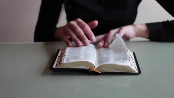 Chica en un café leyendo un libro — Vídeo de stock