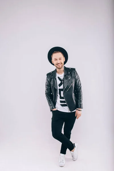 Retrato Hombre Con Sombrero Estudio —  Fotos de Stock