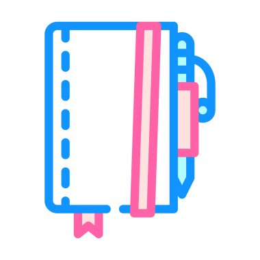 dizüstü bilgisayar ve kalem rengi vektör çizimi