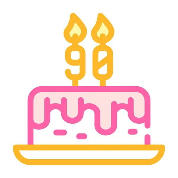 Birth cake color icon vector illustration sign — Stock Vector