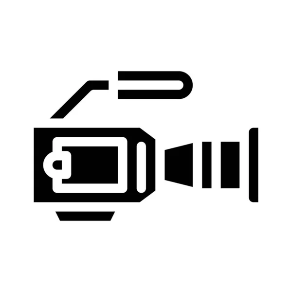 Cámara de vídeo glifo icono vector signo de ilustración — Vector de stock