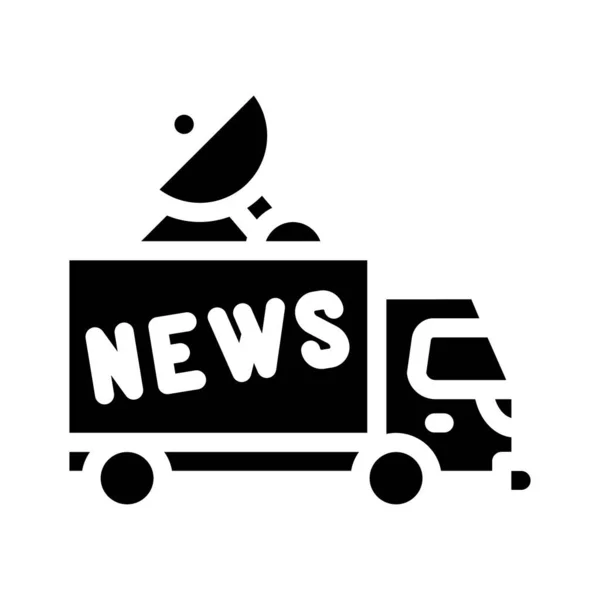 Ειδήσεις αυτοκίνητο φορτηγό glyph εικονίδιο διανυσματική απεικόνιση — Διανυσματικό Αρχείο