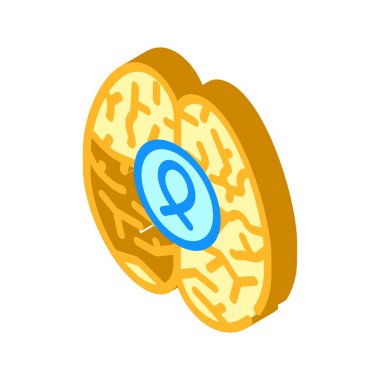 Beyin kanseri izometrik ikon vektör illüstrasyon işareti