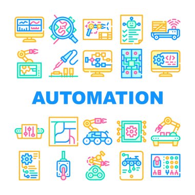 Otomasyon Mühendisi Koleksiyon Simgeleri Vektör Resimlerini Ayarla