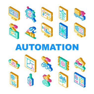 Otomasyon Mühendisi Koleksiyon Simgeleri Vektör Resimlerini Ayarla