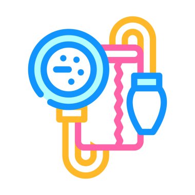 Tansiyon renk ikonu illüstrasyonunu kontrol etmek için tonometre