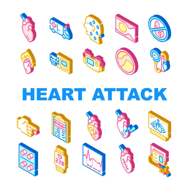 Ensemble d'icônes de collection de maladies de crise cardiaque vectoriel — Image vectorielle