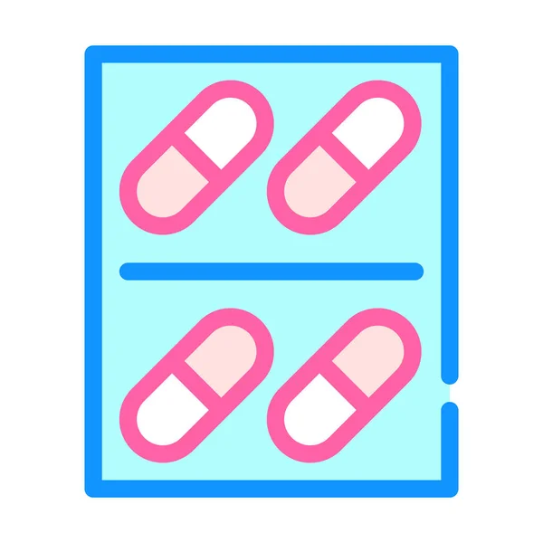 Píldoras paquete icono de color vector signo de ilustración — Vector de stock